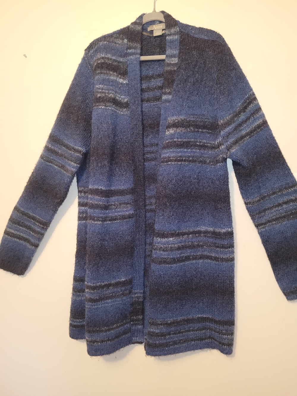 Natural Reflections Blue Striped Open-Front Women’s Cardigan